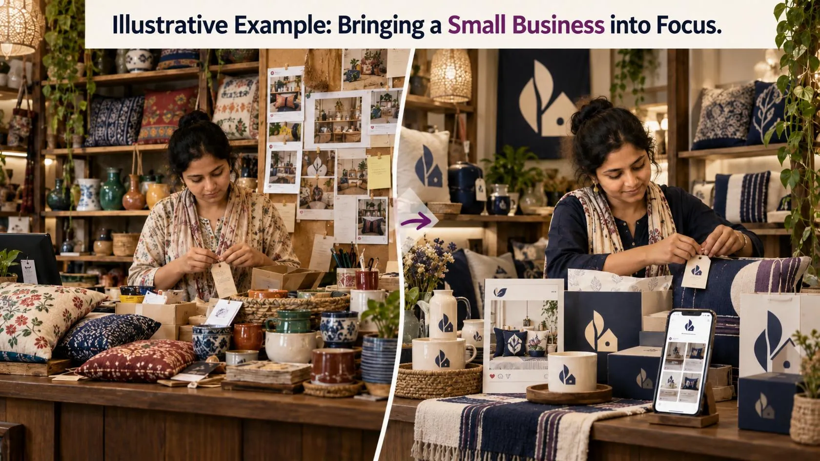 Illustrative example bringing a small business into focus